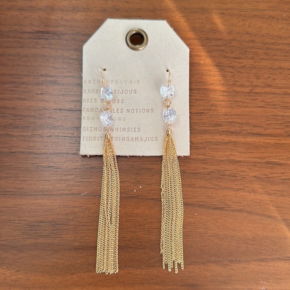 NWT Anthropologie Crystal Gold Earring! - Picture 2 of 5